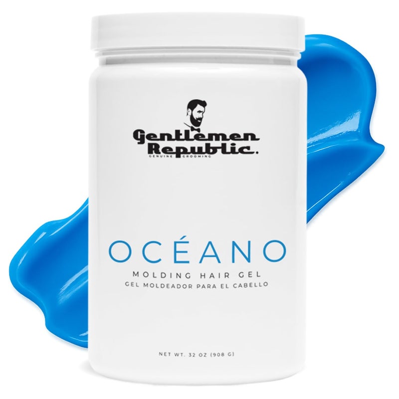 Gentlemen Republic Oceano Men's Hair Gel 32oz - Strong Touchable Hold and High Shine Styling Gel for Hair, 100% Alcohol-Free Professional Formula with Fresh Scent, Mens Hair Product Made in USA - Image 1