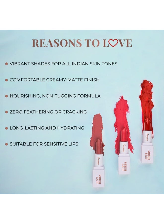 Just Herbs أحمر شفاه كريمي مات من جاست هيربز | أحمر داكن | خالي من البارابين، خالي من المواد الكيميائية | مرطب وغير جاف | 1.8 جرام - Image 5