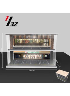 1:32/1:24/1:18 Scale Model Car Display Base1:32 eight-car double-decker coffee shop with lights and acrylic 1:32 eight-car double-decker coffee shop with lights and acrylic