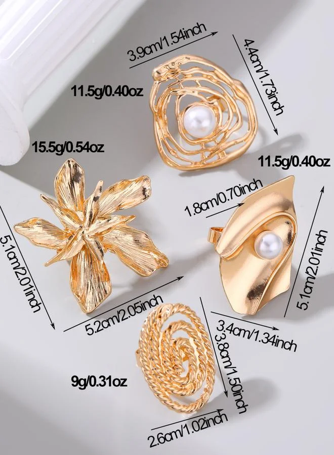 Take Two  Geometric Cut Out Faux Pearl Embellished Ring for Women | Best Price UAE