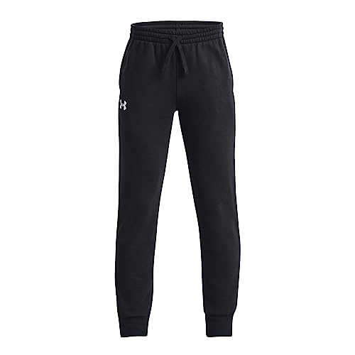Under Armour Boys Rival Fleece Joggers, (001) Black / / White, Large - Image 1