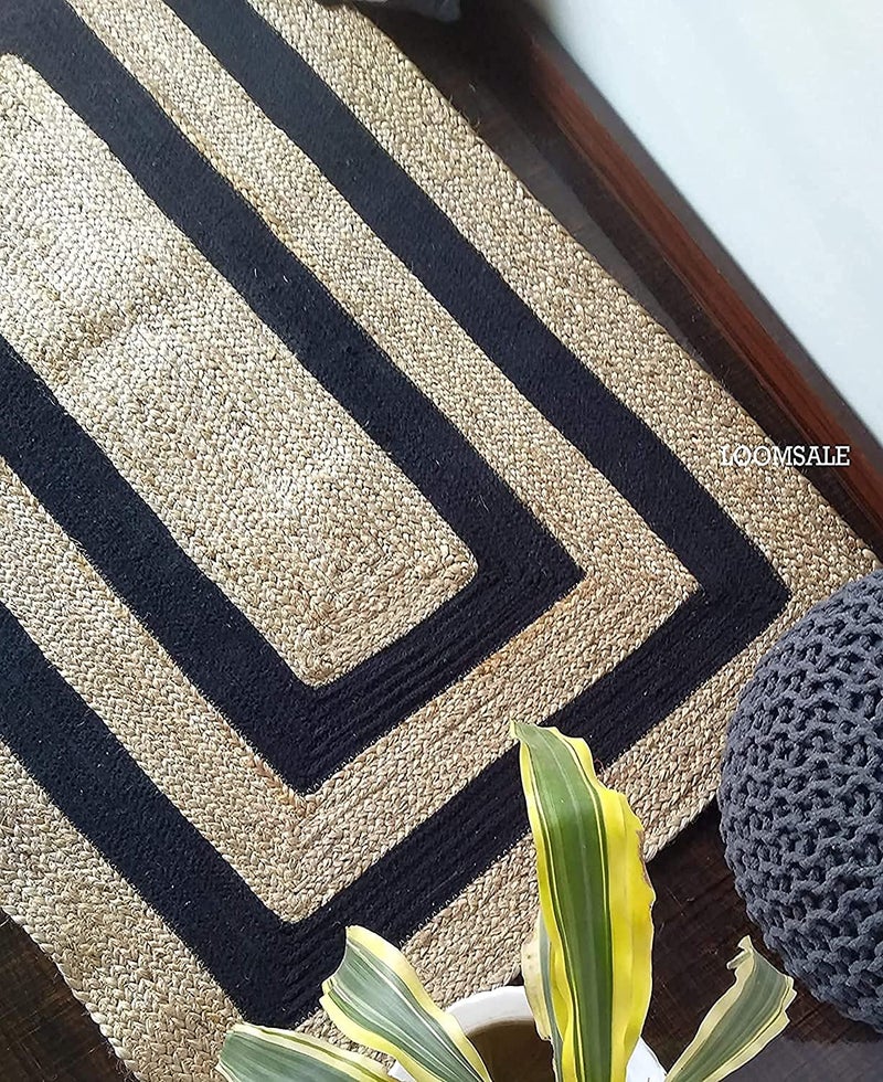 HOMDECLOYAL Handloom Jute Braided Reversible HandWoven Rectangular Floor Mats RugCarpetMat for Living Bedroom Hall Kitchen Mat Bedside mats Color4 2 feet x 5 Feet Runner - Image 1