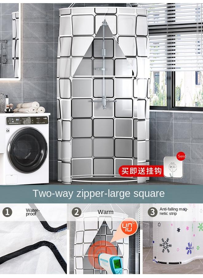 Bluejw Bathroom Shower Curtain Bath Cover Winter Household Toilet Waterproof Thickened Round Heat Preservation Cover Warm Bath - Image 1