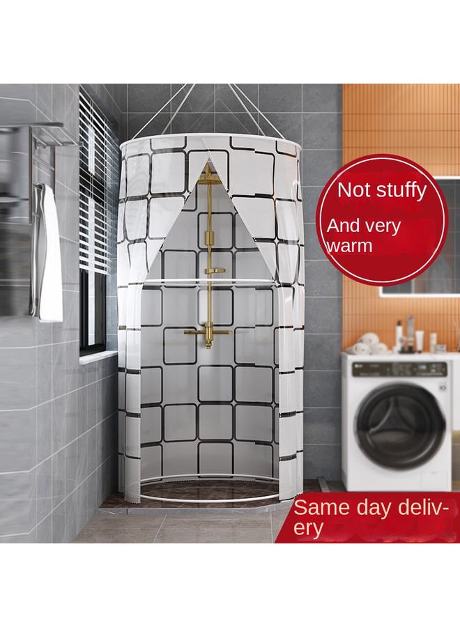 Bluejw Bathroom Shower Curtain Bath Cover Winter Household Toilet Waterproof Thickened Round Heat Preservation Cover Warm Bath - Image 2