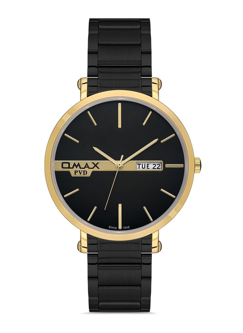 OMAX - Omax Men's Luxury Wrist Watch, Watches for Men, Stainless Watches, Silver Steel Band, Gold Date & Time Dial, Waterproof Watch, 1 Year Warranty - Image 1