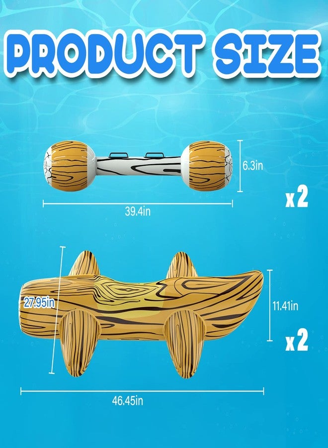 Voiiake [2025 New Version Patented] 4Pcs Pool Floats Inflatable Raft Pool Toys for Kids Ages 6-8-12, Battle Log Rafts Water Toys Kids, Swimming Pool Game Pool Party Outdoor for Family (Style-001) - Image 4