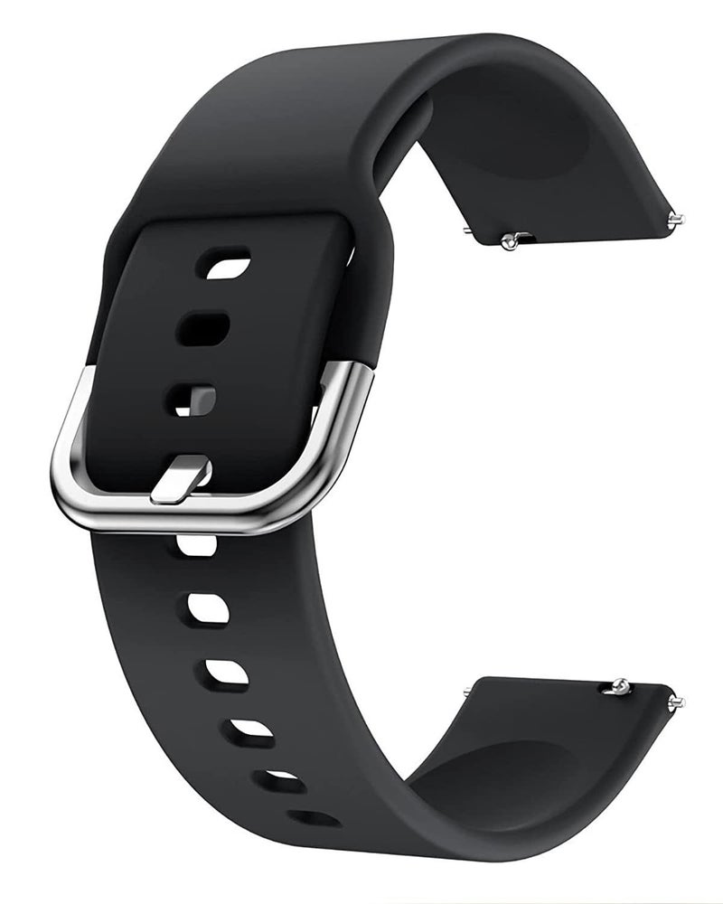 INEFABLE 19mm Smartwatch Strap Metal Buckle Compatible with Noise Colorfit Pro 2/Oxy/Pulse/Beat, Boat Storm Smart Watch & Watches with 19mm Lugs Size (Black-Pack of 1) - Image 1