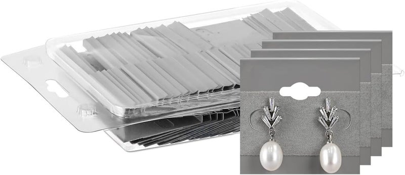 MOOCA100 pieces of Plain 1.5 x 1.5 in Gray Hanging Earring Cards Holder, Earring Display Cards for Ear Studs, Velvet Plastic Display Holder for Jewelry Accessory - Image 1