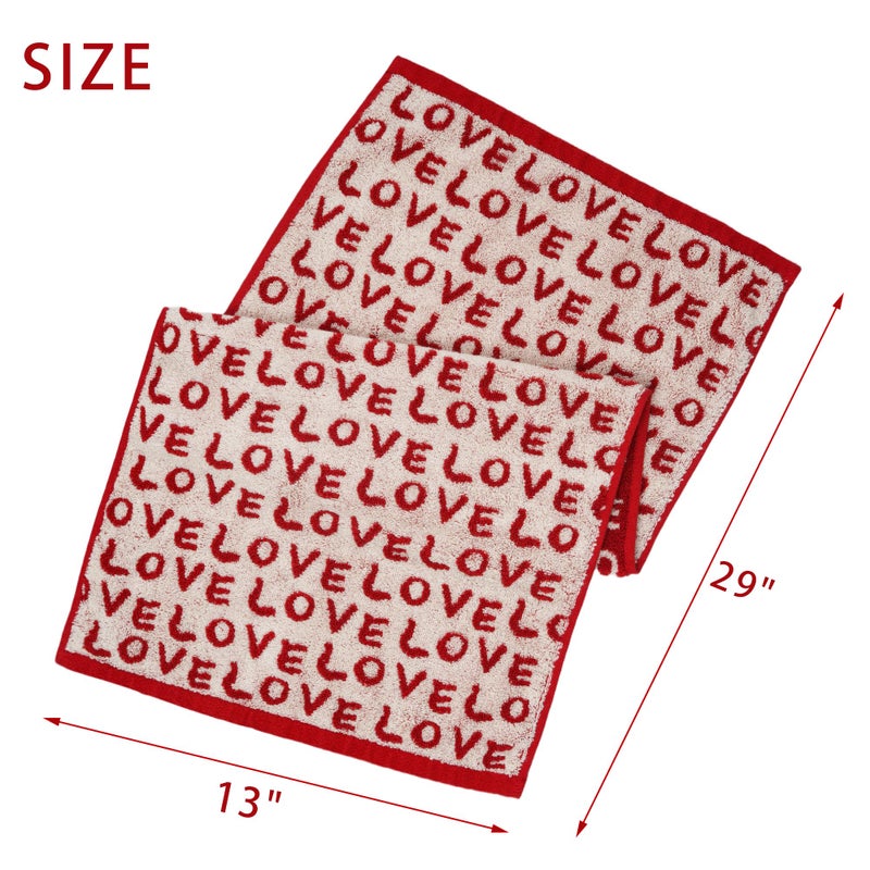 Leisofter Valentines Day Hand Towels for Bathroom(2 Pcs, 13" x 29"),Decorative Towels for Drying, Cleaning, Cooking, Holiday (Hearts) - Image 3