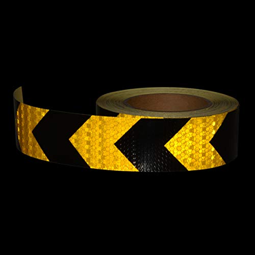 AISEY 2" X 30ft Reflective Safety Hazard Warning Tape Waterproof Yellow Black - High Intensity Reflector Tape for Outdoor Steps - Image 2