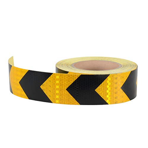 AISEY 2" X 30ft Reflective Safety Hazard Warning Tape Waterproof Yellow Black - High Intensity Reflector Tape for Outdoor Steps - Image 3