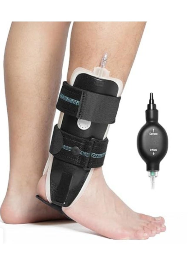 Rigid Stirrup Ankle Stabilizer Brace – Inflatable Air Compression Version – For Severe Sprains (Grade 2-3) & Ligament Injuries – Adjustable Splint (Large Size) - Image 1