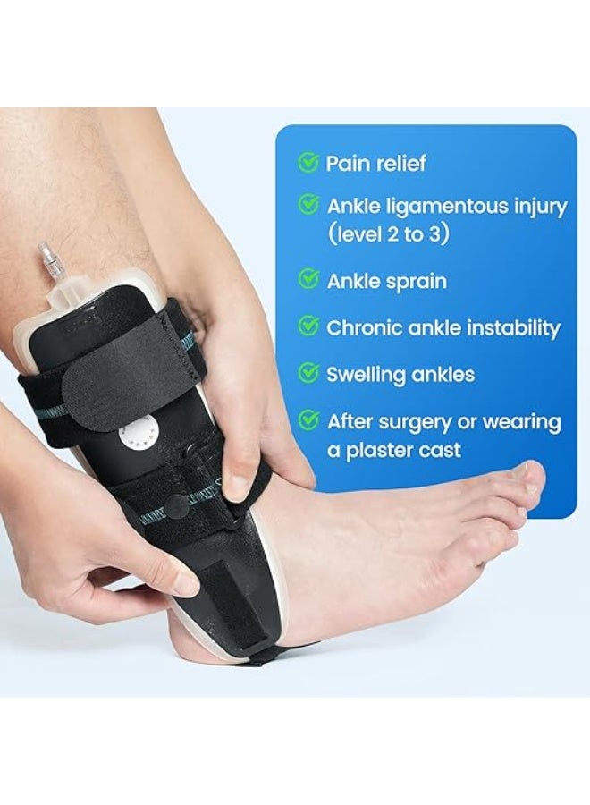 Rigid Stirrup Ankle Stabilizer Brace – Inflatable Air Compression Version – For Severe Sprains (Grade 2-3) & Ligament Injuries – Adjustable Splint (Large Size) - Image 5