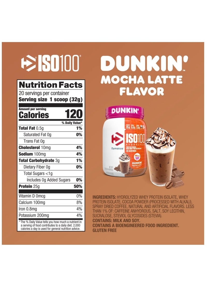 ISO 100 Whey Isolate Protein 20 Servings Dunkin Mocha Latte