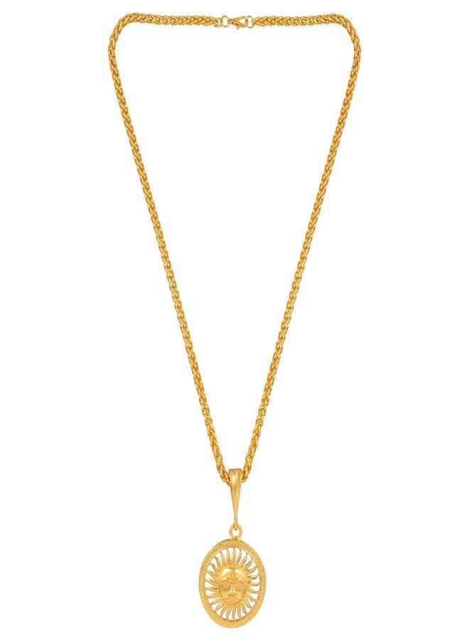 morir Gold Plated Brass God Sun Face Charm Pendant for Men & Women Lord Surya Locket Jewelry For Unisex - Image 2
