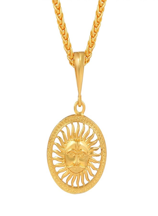 morir Gold Plated Brass God Sun Face Charm Pendant for Men & Women Lord Surya Locket Jewelry For Unisex - Image 1
