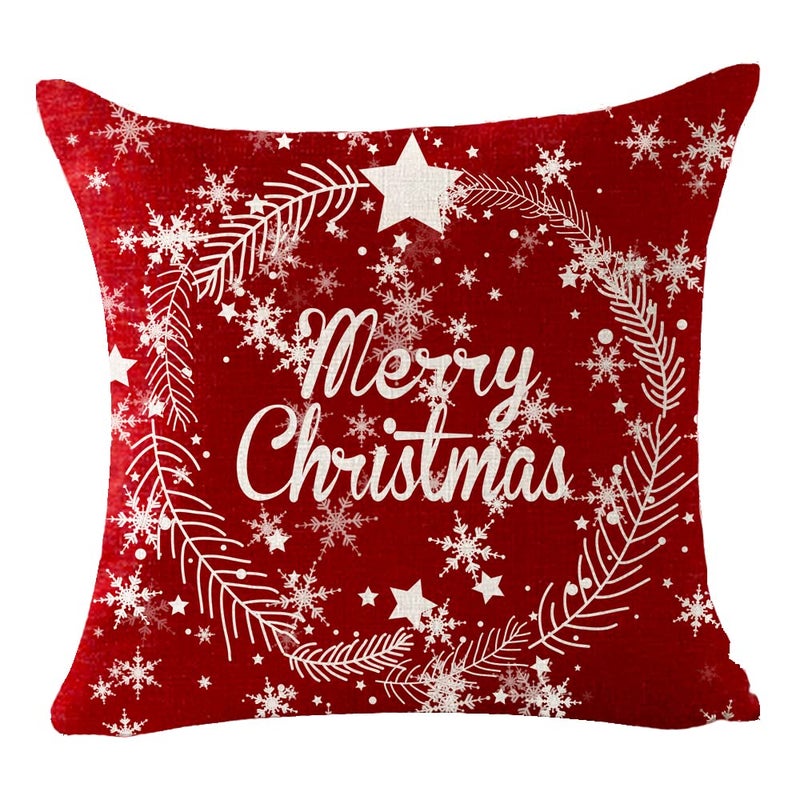 Andreannie Set of 4 Best Christmas Day Gift Pine Tree Merry Christmas Cross Jesus Cotton Linen Throw Pillow Case Cushion Cover Home Office Decorative Square 18 X 18 Inches (Cerise) - Image 2