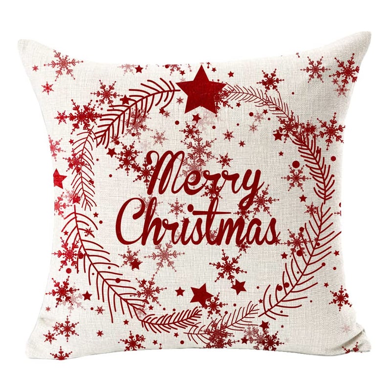 Andreannie Set of 4 Best Christmas Day Gift Pine Tree Merry Christmas Cross Jesus Cotton Linen Throw Pillow Case Cushion Cover Home Office Decorative Square 18 X 18 Inches (Cerise) - Image 4