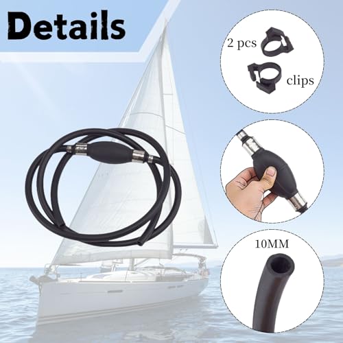 SeaSierra Boat Marine 3/8 Inch 10MM 7.5 FT Universal Fuel Line Hose Kit with Primer Bulb and Steel Hose Clamps for Yamaha Mercury Johnson Evinrude Outboard Motor - Image 2