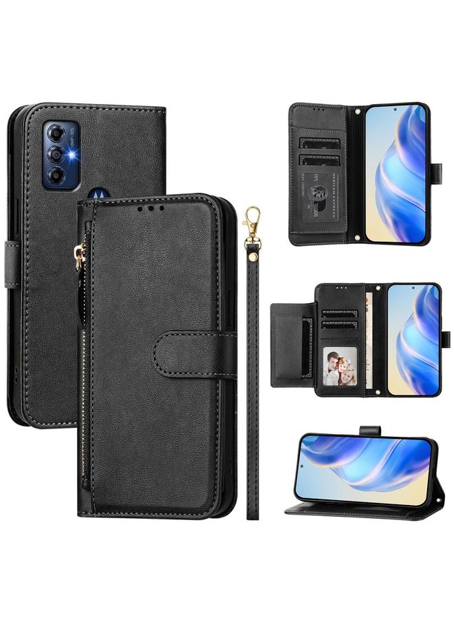 S-TOP Case For Motorola Moto G Play 2022 Multi-Card Slots Zipper Wallet Leather Phone Case - Image 1