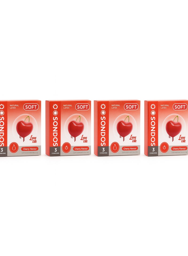 سوفت باكـدل 12 واقي ذكري بنكهة الكرز – 4 علَب × 3 قطع – لاتكس طبيعي – نعومة وراحة SOFT - Image 2