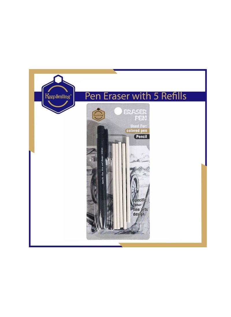 Keep Smiling Pen Eraser 3.8mm With 5 Spares  - Image 2