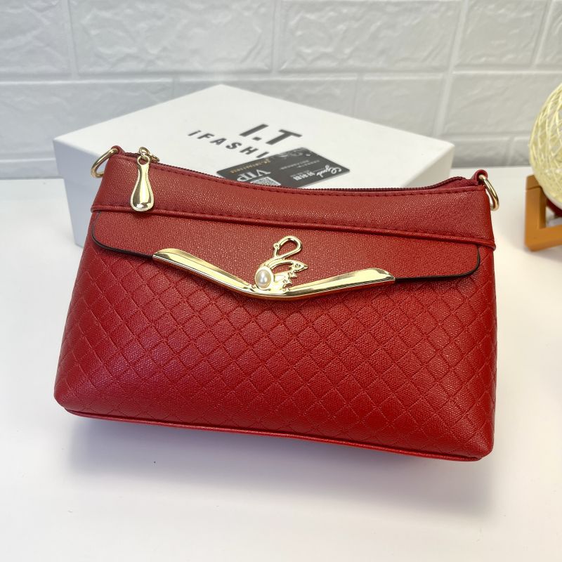 Middle-aged Mother Bag Crossbody Bag Fashionable New Style Womens Mobile Phone Bag All-match Shoulder Soft Leather Small Bag for Elderly People 16902-Bordeaux