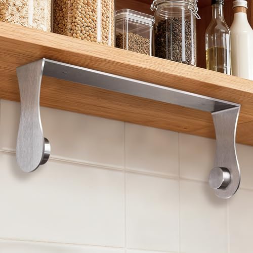 Smipam Paper Towel Holder Under Cabinet, Stainless Steel, Adhesive or Screw Mount, Fits Standard & Mega Rolls, Wall Mount Rack for Kitchen, Bathroom, RV, Silver - Image 1