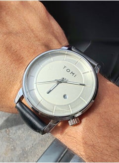 TOMI TOMI Watch With a Black Leather Strap With Analog Dials For Both Men And Women, In Addition To Displaying The Date On a Daily Basis  - Image 1