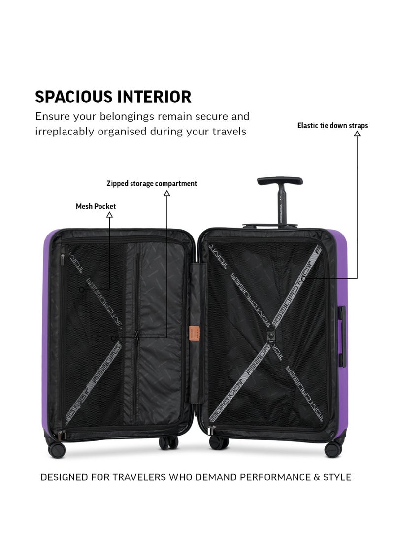Tom Cruiser Space Polycarbonate Hard Luggage Suitcase Set, Impact Resistant, Silent Spinner Wheels, 3 Pcs, Purple, 2-Year Warranty - Image 5