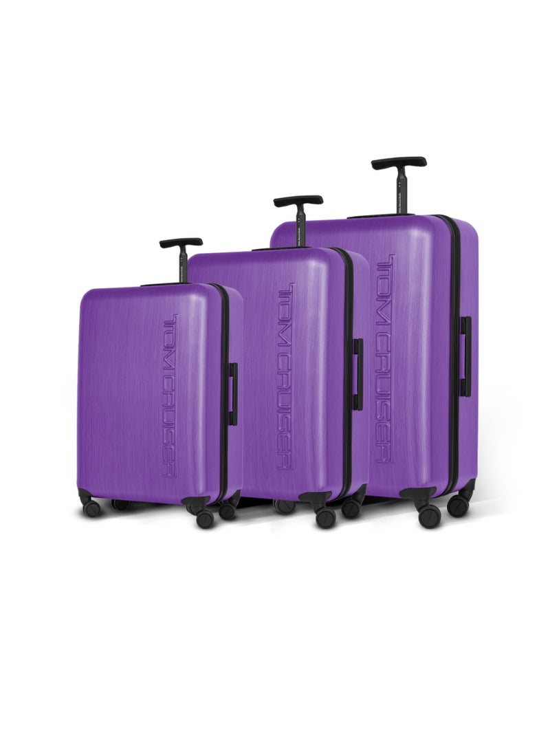 Tom Cruiser Space Polycarbonate Hard Luggage Suitcase Set, Impact Resistant, Silent Spinner Wheels, 3 Pcs, Purple, 2-Year Warranty - Image 1