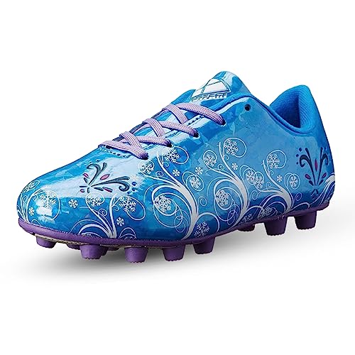 Vizari Frost Firm Ground Soccer Shoes for Youth | Graphic Football Shoes for Kids with Comfort & Padded Linings | Durable Cleats for Boys & Girls Perfect for Outdoor Play Blue/Purple - Image 1