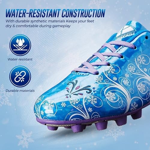 Vizari Frost Firm Ground Soccer Shoes for Youth | Graphic Football Shoes for Kids with Comfort & Padded Linings | Durable Cleats for Boys & Girls Perfect for Outdoor Play Blue/Purple - Image 4