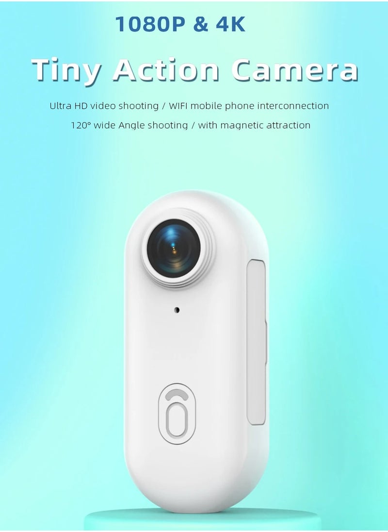 Wayward Rascals Mini 1080P Action Camera with Wi-Fi, Sports Camera, 120° Wide Angle Lens, Magnetic Strap, Back Clip, Waterproof Case, 64GB TF Card - White  - Image 3