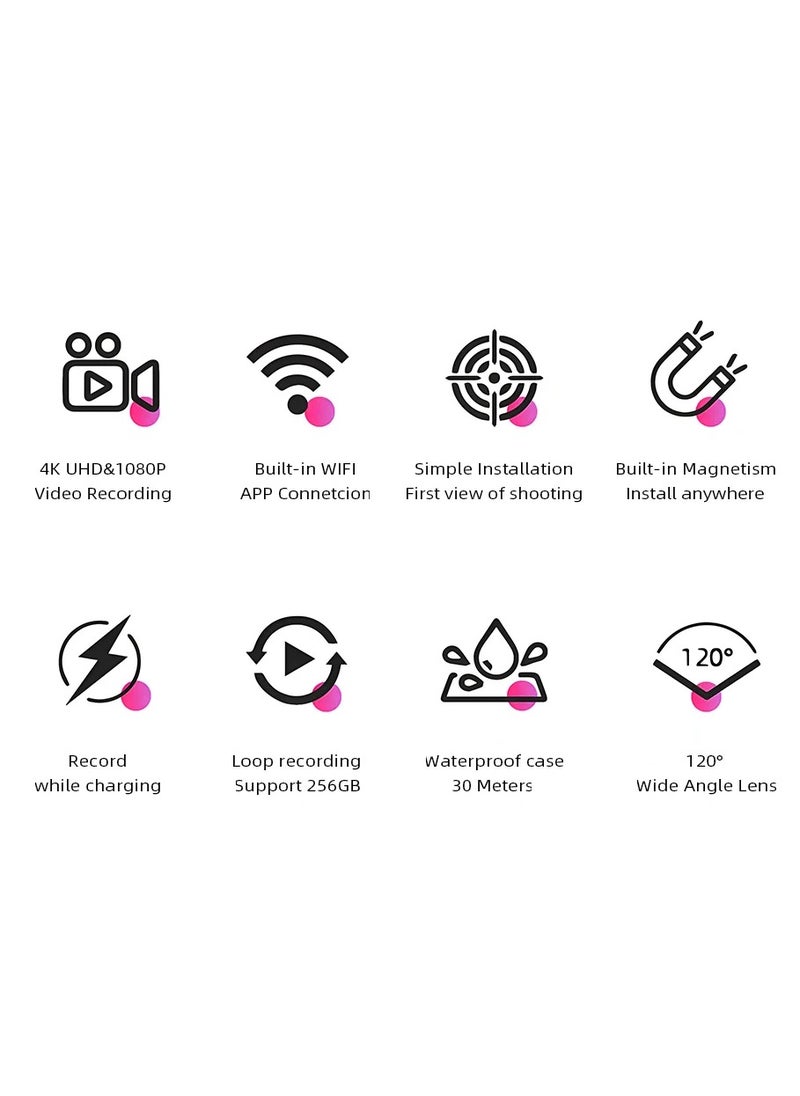 Wayward Rascals Mini 1080P Action Camera with Wi-Fi, Sports Camera, 120° Wide Angle Lens, Magnetic Strap, Back Clip, Waterproof Case, 64GB TF Card - White  - Image 4