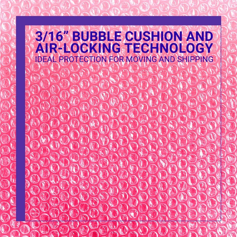 Pacific Mailer 2-Pack Anti-Static Bubble Cushioning Wrap Rolls, 3/16" x 12" x 72' ft Total, Perforated Every 12", 20 Fragile Stickers for Packaging, Shipping, Mailing - Image 2