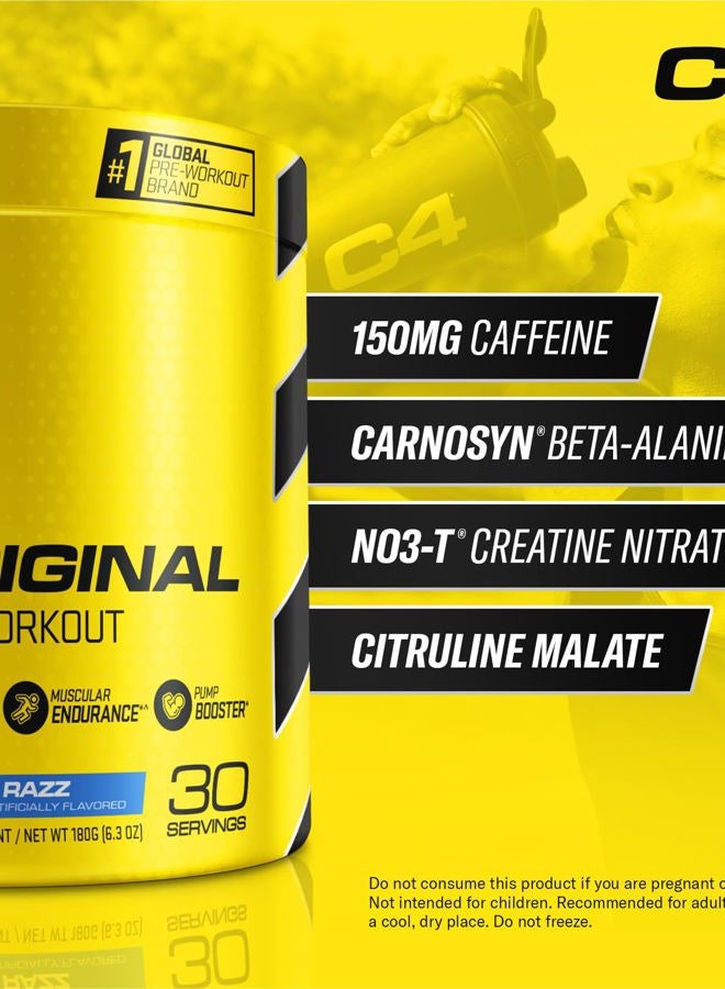 C4 Cellucor C4 Original Pre-Workout Powder Icy Blue Raspberry, 30 Servings Sugar-Free Energy Supplement with 150mg Caffeine, Beta-Alanine, Creatine & Vitamin C for Immune Support, For Men & Women - Image 2