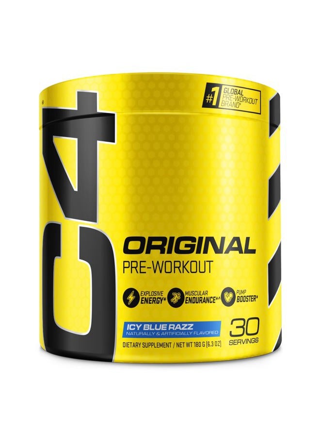 C4 Cellucor C4 Original Pre-Workout Powder Icy Blue Raspberry, 30 Servings Sugar-Free Energy Supplement with 150mg Caffeine, Beta-Alanine, Creatine & Vitamin C for Immune Support, For Men & Women - Image 1