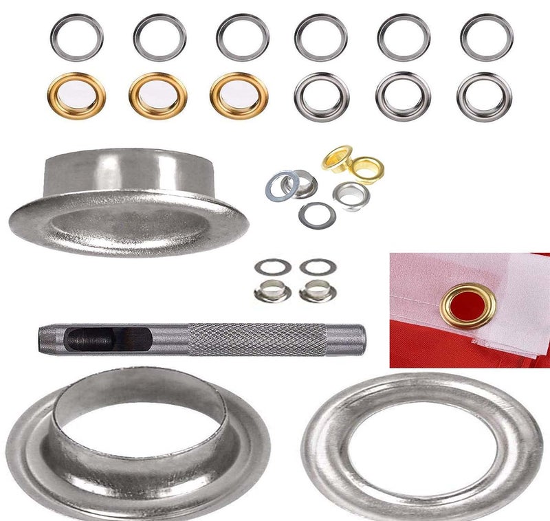 DIY Crafts 100 Pcs Mix Sizes, Silver Brass Made, Grommet Tool Kit, Grommet Setting Tool & Grommets Eyelets with Storage Box (Made (100 Pcs Mix Sizes, Silver Brass Made) - Image 1