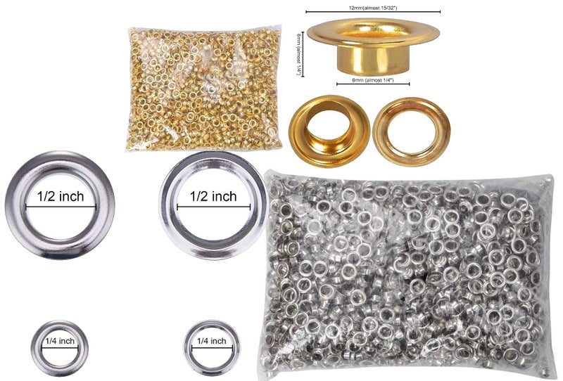 DIY Crafts 100 Pcs Mix Sizes, Silver Brass Made, Grommet Tool Kit, Grommet Setting Tool & Grommets Eyelets with Storage Box (Made (100 Pcs Mix Sizes, Silver Brass Made) - Image 3