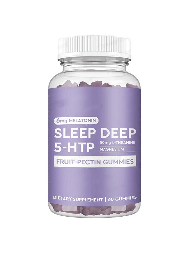 Sleep - Melatonin sleep deep 5-HTP 50mg l-theanine magnesium fruit-pectin gummies dietary supplement 60 gummies - Image 1