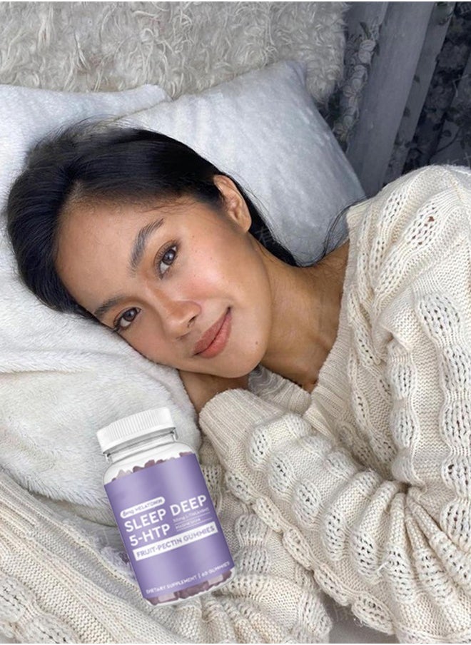 Sleep - Melatonin sleep deep 5-HTP 50mg l-theanine magnesium fruit-pectin gummies dietary supplement 60 gummies - Image 1