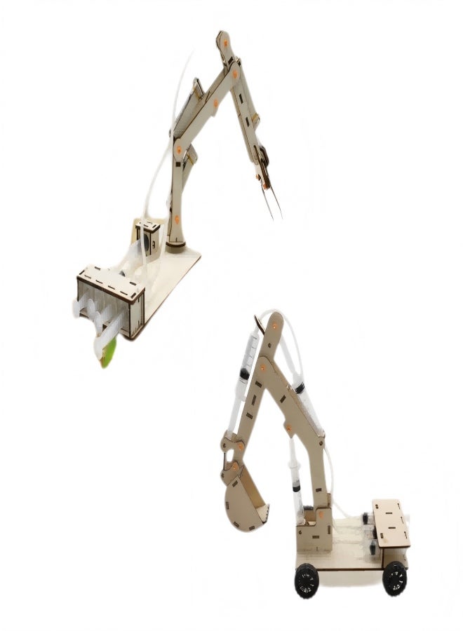 2pcs,Wooden Excavator Model DIY Hydraulic Excavator for Educational Construction Mini Experiment Kit to Enhance Practical Skills and Creativity - Image 1