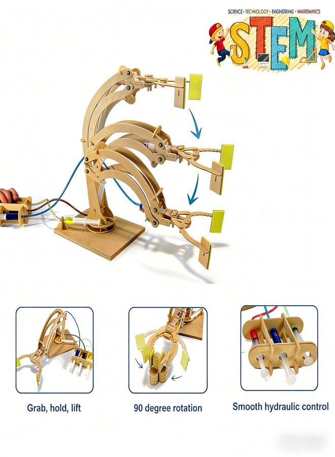 2pcs,Wooden Excavator Model DIY Hydraulic Excavator for Educational Construction Mini Experiment Kit to Enhance Practical Skills and Creativity - Image 2