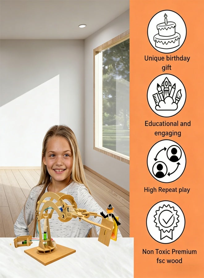 2pcs,Wooden Excavator Model DIY Hydraulic Excavator for Educational Construction Mini Experiment Kit to Enhance Practical Skills and Creativity - Image 3