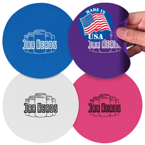 JAR HEADS Rubber Jar Opener Gripper Pad 4 Pack  Thick 5 Inch Grippers for Opening Jars Made in the USA  Jar Opener for Weak Hands  Seniors with Arthritis