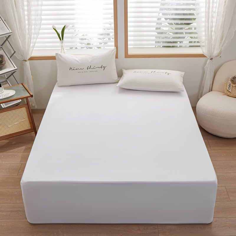 rushrushlulu Bedding TwinXL Size Fitted Sheet Only-TwinXL Size Deep Pocket Bottom Fitted Sheet Fits 15inches Bed Matress Sheet Soft and Microfiber Easy Care-White - Image 2