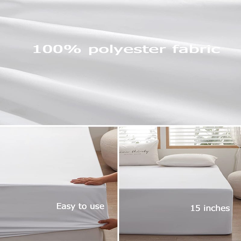 rushrushlulu Bedding TwinXL Size Fitted Sheet Only-TwinXL Size Deep Pocket Bottom Fitted Sheet Fits 15inches Bed Matress Sheet Soft and Microfiber Easy Care-White - Image 3