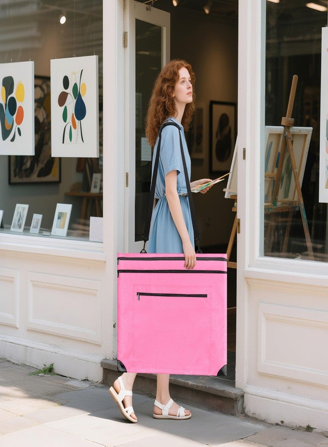 ZKOO Light Weight Art Portfolio Bag, Artist Canvas Case with Detachable Shoulder Strap, Leather Corners, Art Portfolio Case 18 X 24 for Artwork, Poster, Sketching, and Drawing (18" x 24" Pink) - Image 2