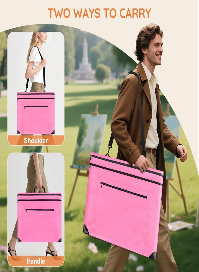 ZKOO Light Weight Art Portfolio Bag, Artist Canvas Case with Detachable Shoulder Strap, Leather Corners, Art Portfolio Case 18 X 24 for Artwork, Poster, Sketching, and Drawing (18" x 24" Pink) - Image 4